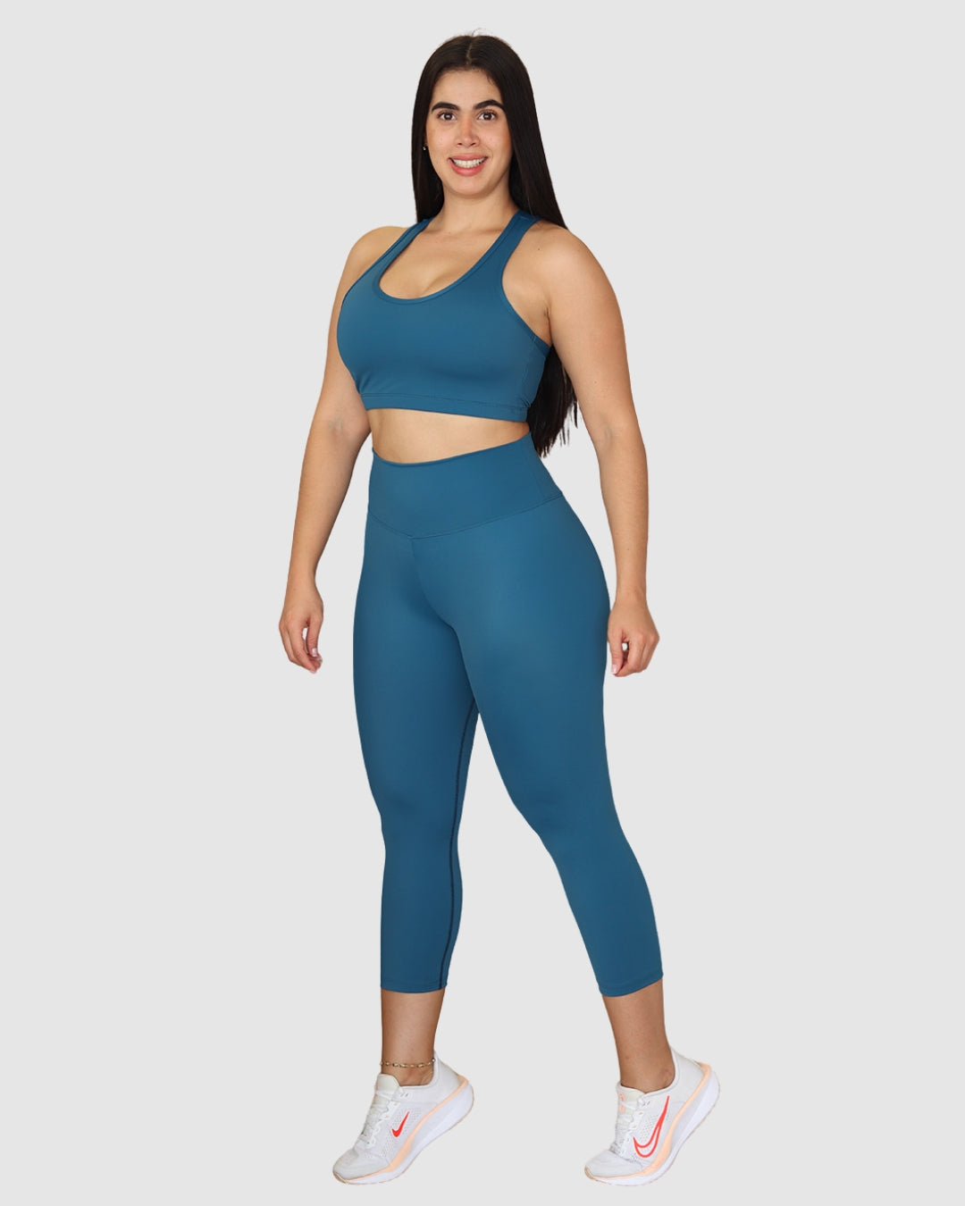 Leggins Unicolor en Tela Nylon Pretina Ancha 3/4, Control Abdomen