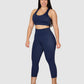 Leggins Unicolor en Tela Nylon Pretina Ancha 3/4, Control Abdomen
