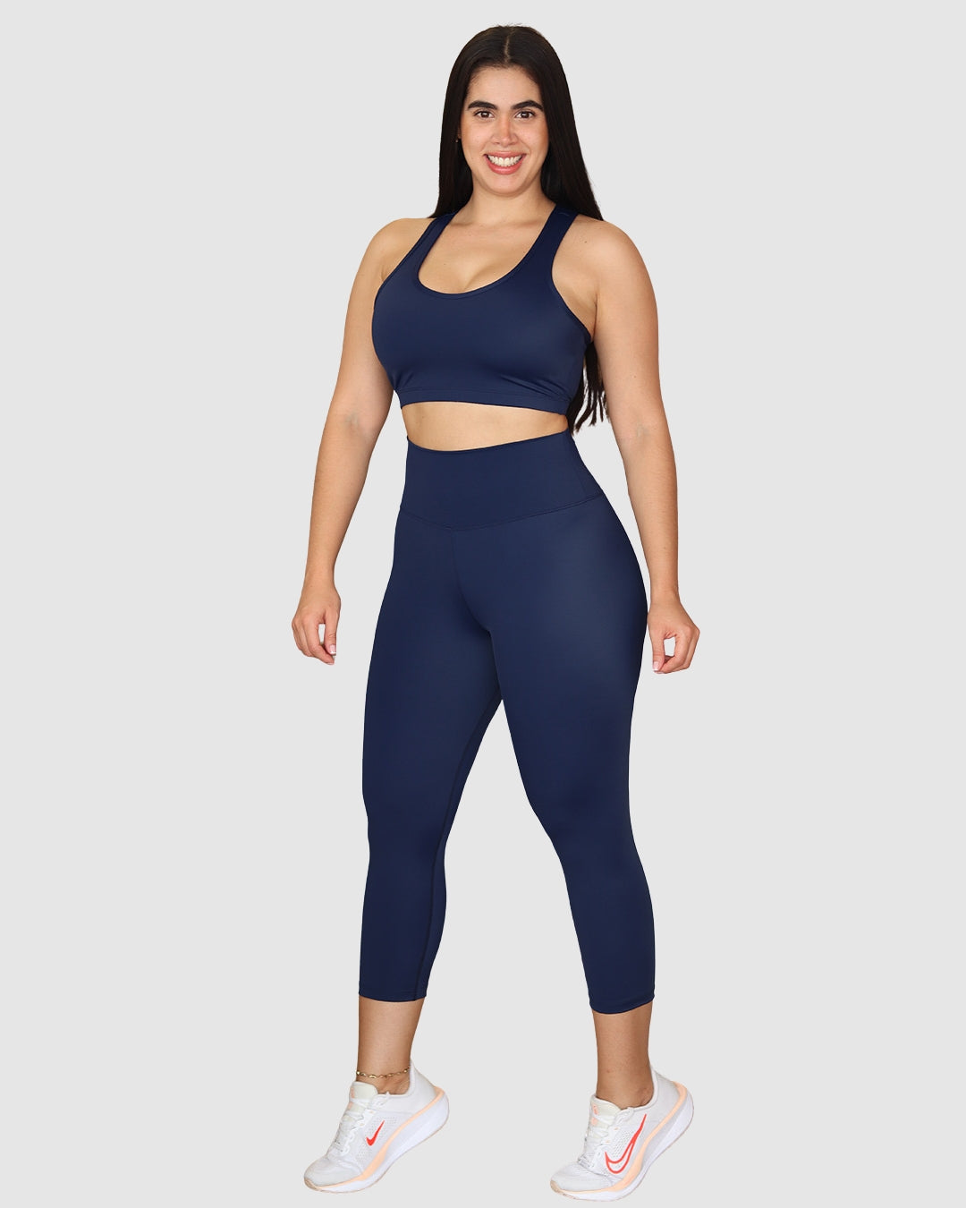 Leggins Unicolor en Tela Nylon Pretina Ancha 3/4, Control Abdomen