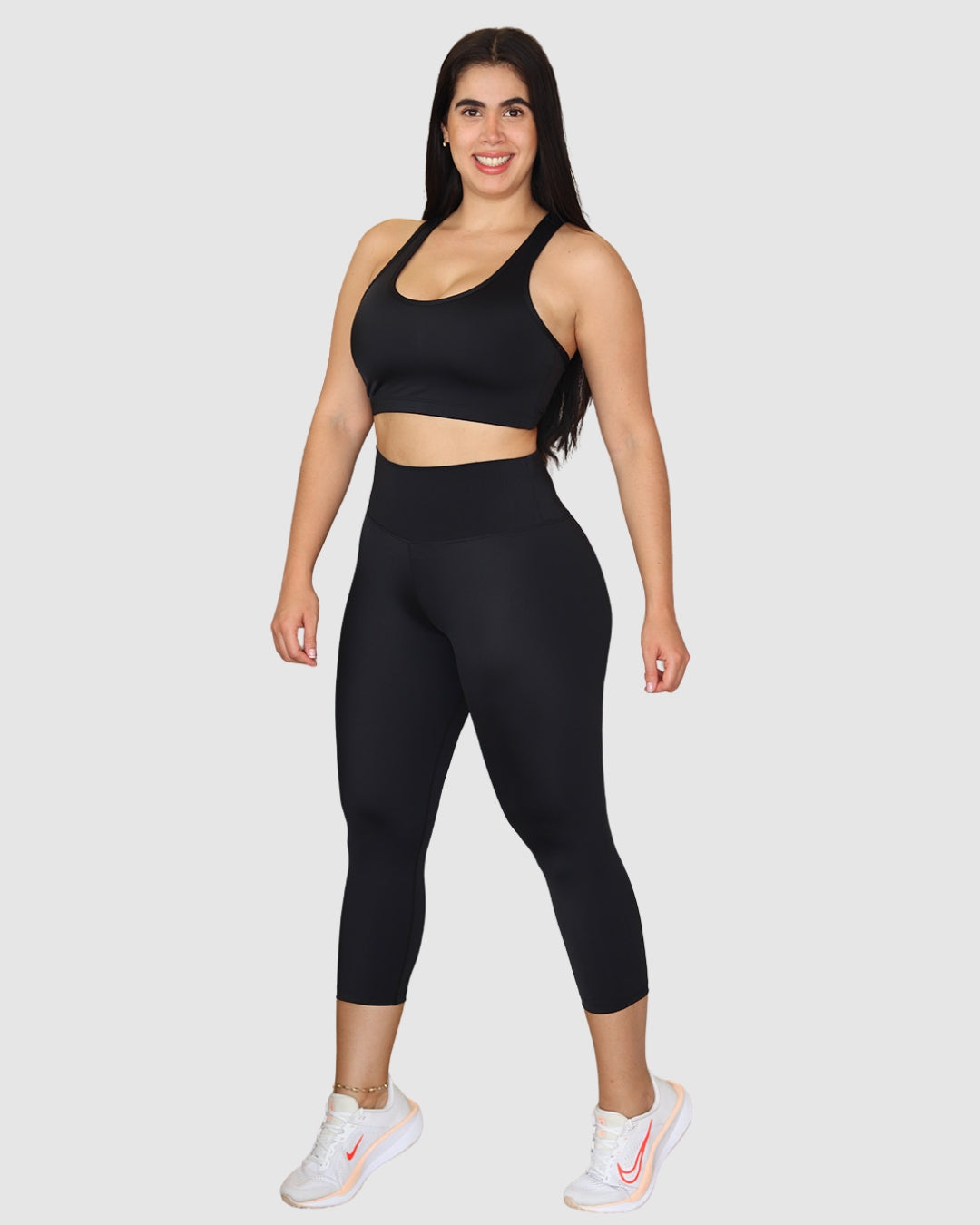 Leggins Unicolor en Tela Nylon Pretina Ancha 3/4, Control Abdomen