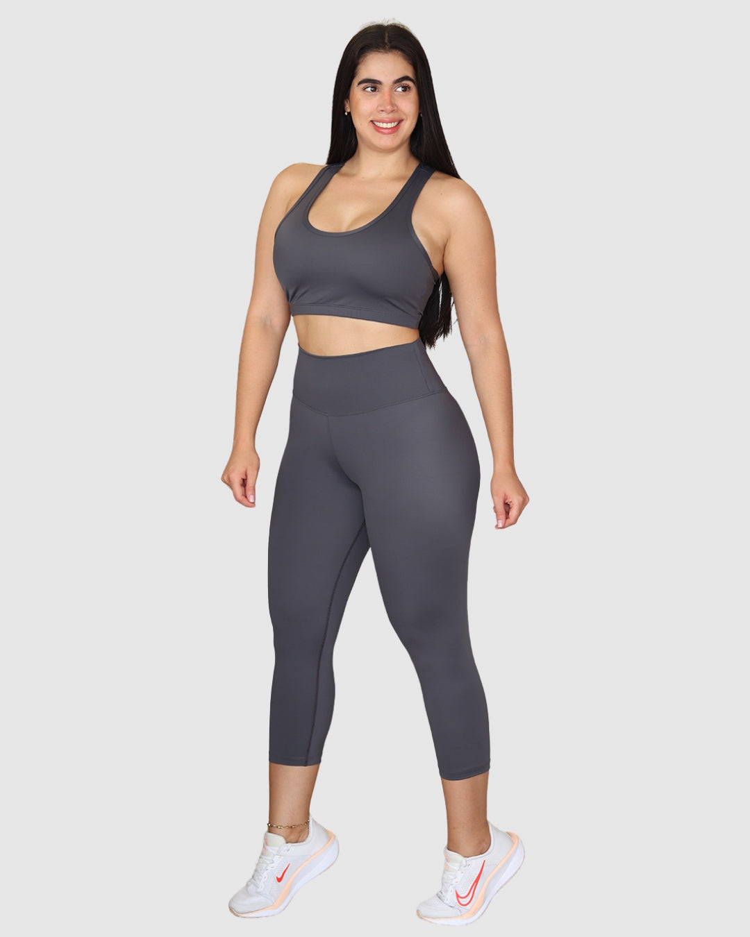 Leggins Unicolor en Tela Nylon Pretina Ancha 3/4, Control Abdomen