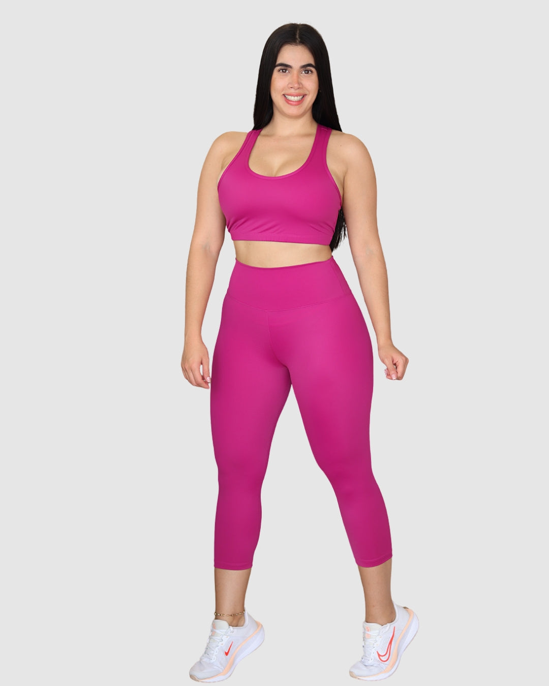 Leggins Unicolor en Tela Nylon Pretina Ancha 3/4, Control Abdomen