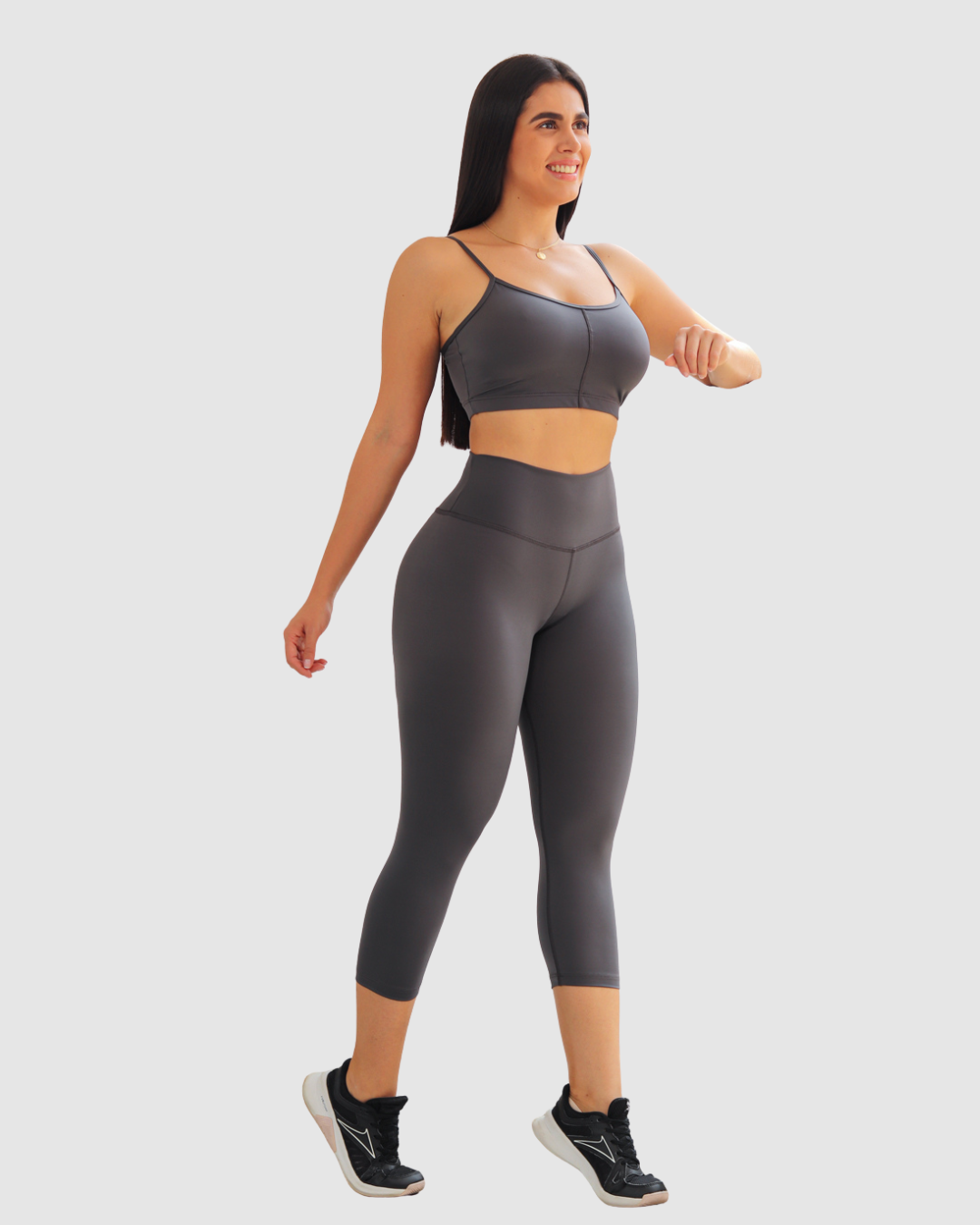 Leggins Unicolor en Tela Nylon Pretina Ancha 3/4, Control Abdomen