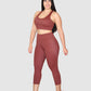 Leggins Unicolor en Tela Nylon Pretina Ancha 3/4, Control Abdomen