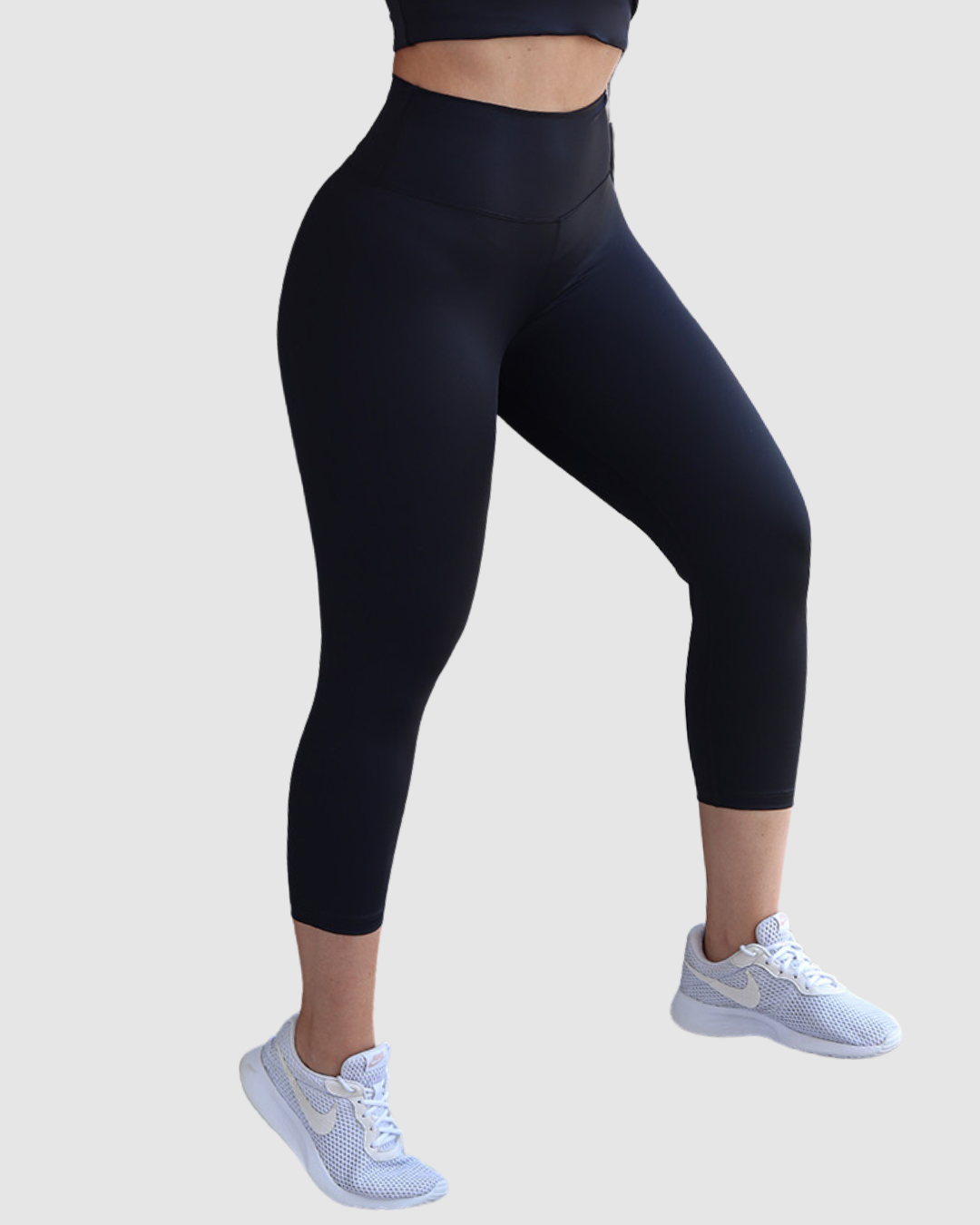 Leggins Unicolor en Tela Nylon Pretina Ancha 3/4, Control Abdomen