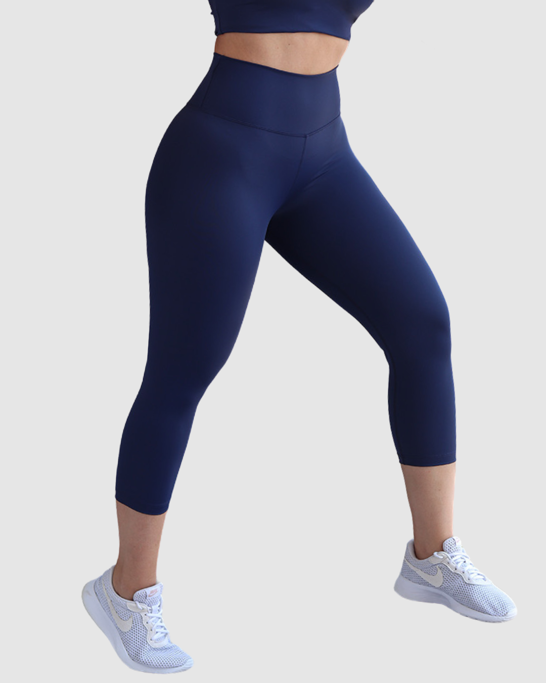 Leggins Unicolor en Tela Nylon Pretina Ancha 3/4, Control Abdomen