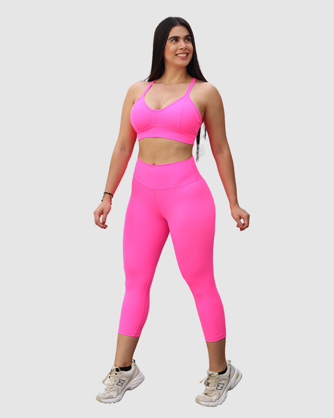 Leggins Unicolor en Tela Nylon Pretina Ancha 3/4, Control Abdomen