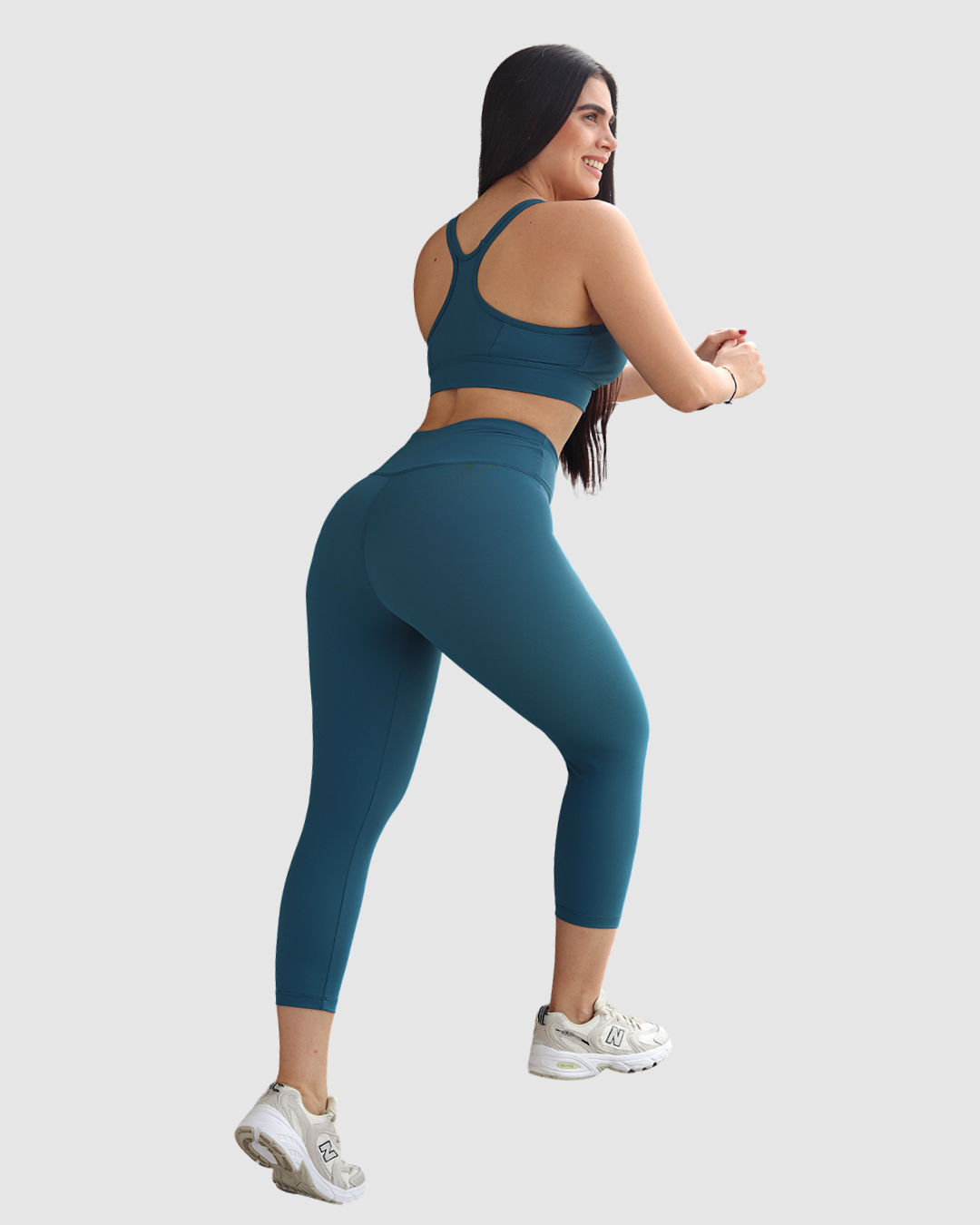 Leggins Unicolor en Tela Nylon Pretina Ancha 3/4, Control Abdomen