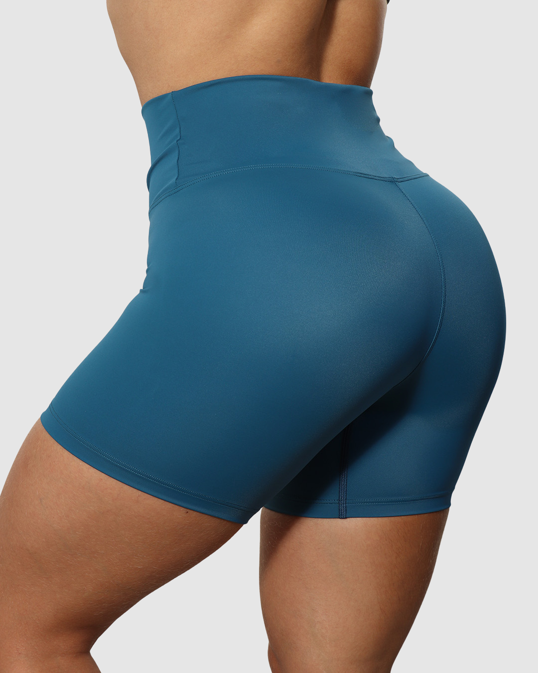 Short Unicolor Pretina Alta en Tela Nylon Mujer