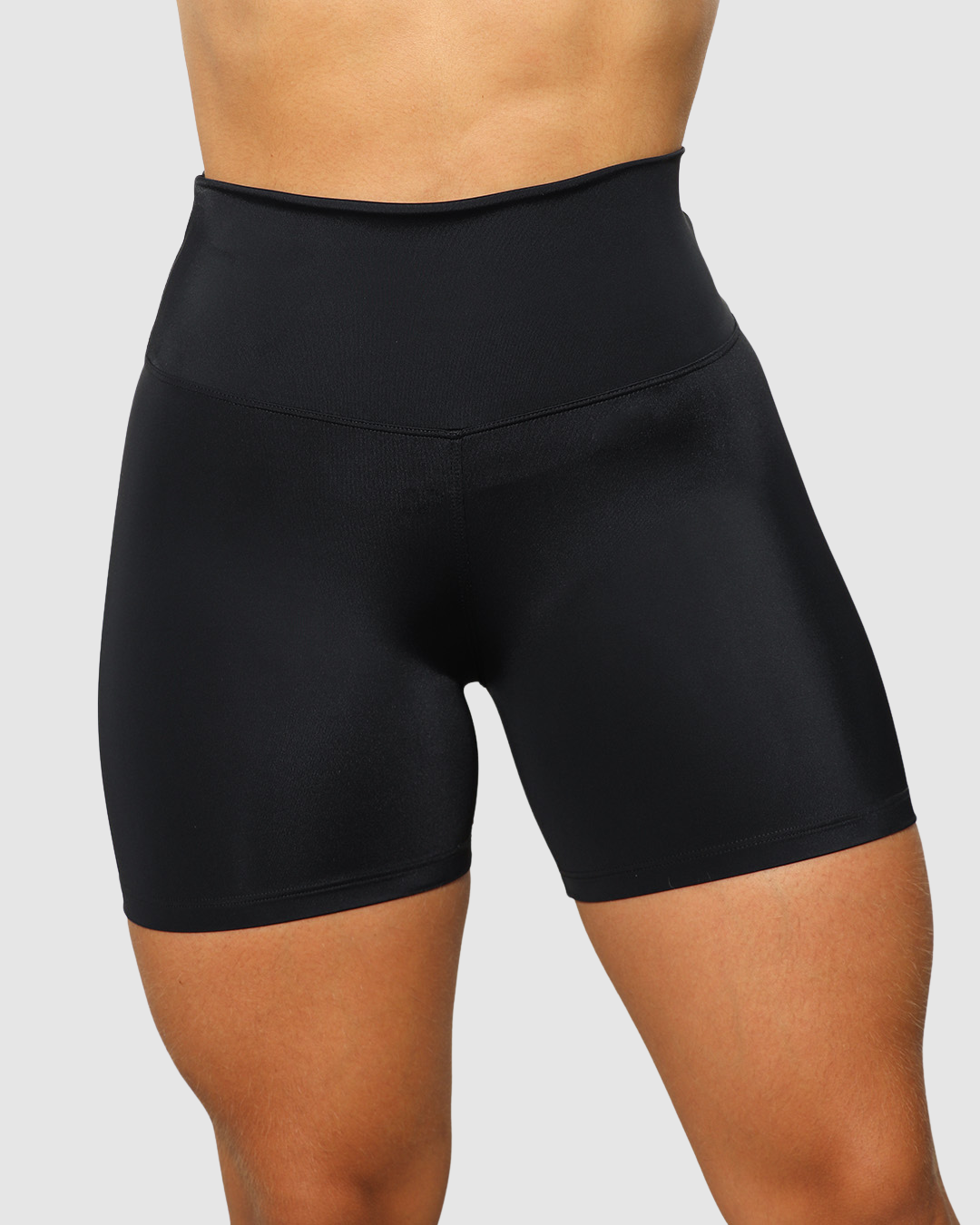 Short Unicolor Pretina Alta en Tela Nylon Mujer