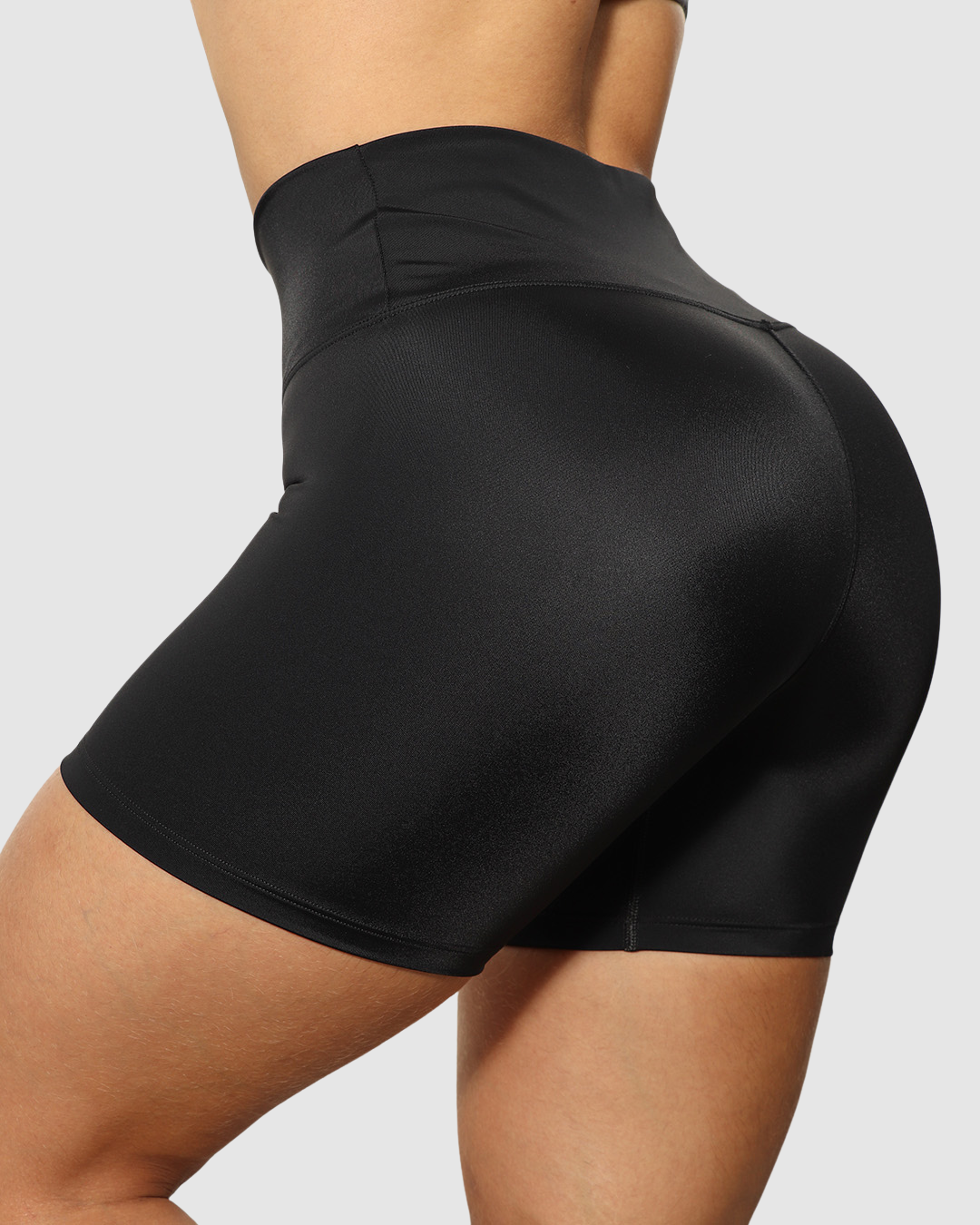 Short Unicolor Pretina Alta en Tela Nylon Mujer