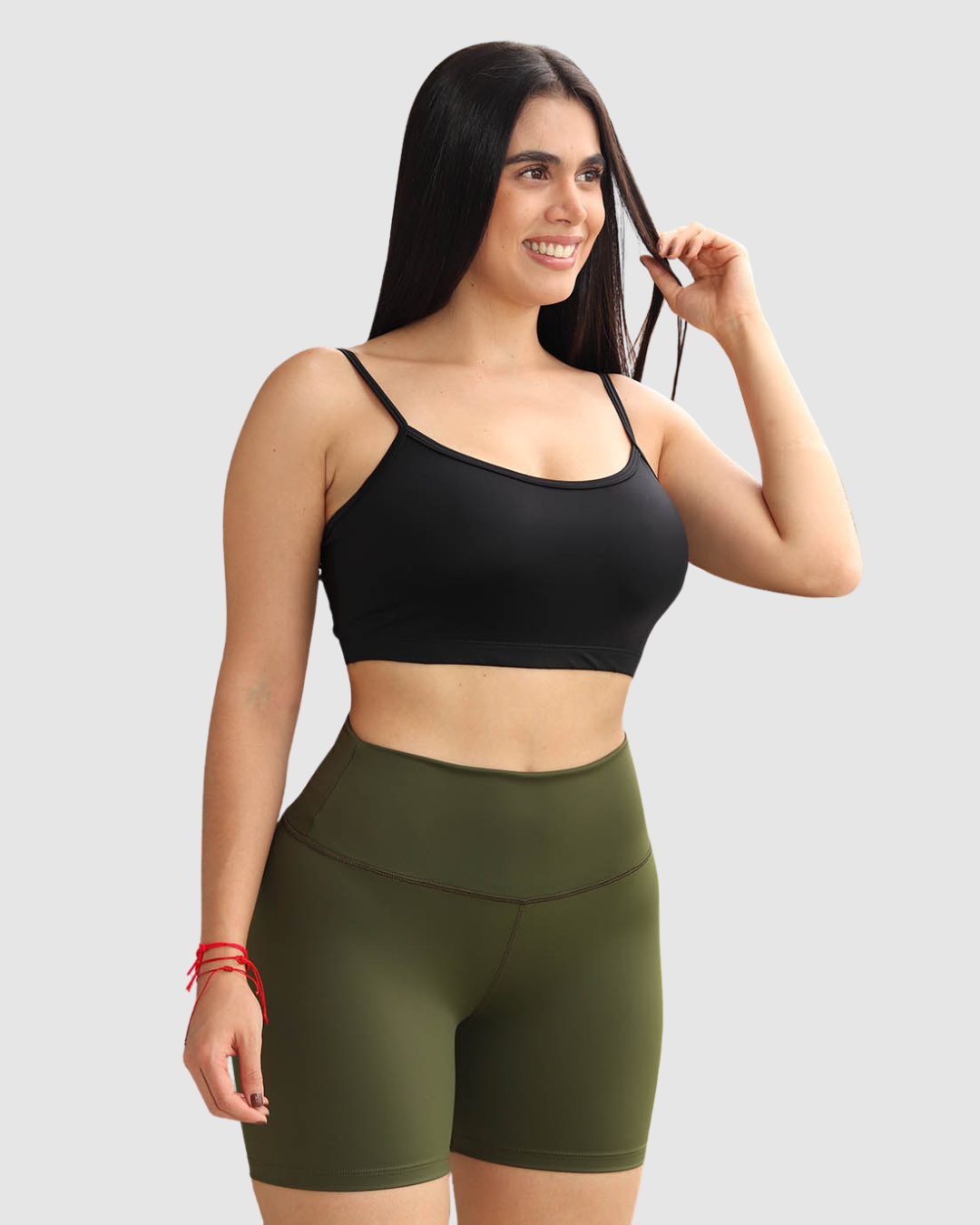 Short Unicolor Pretina Alta en Tela Nylon Mujer