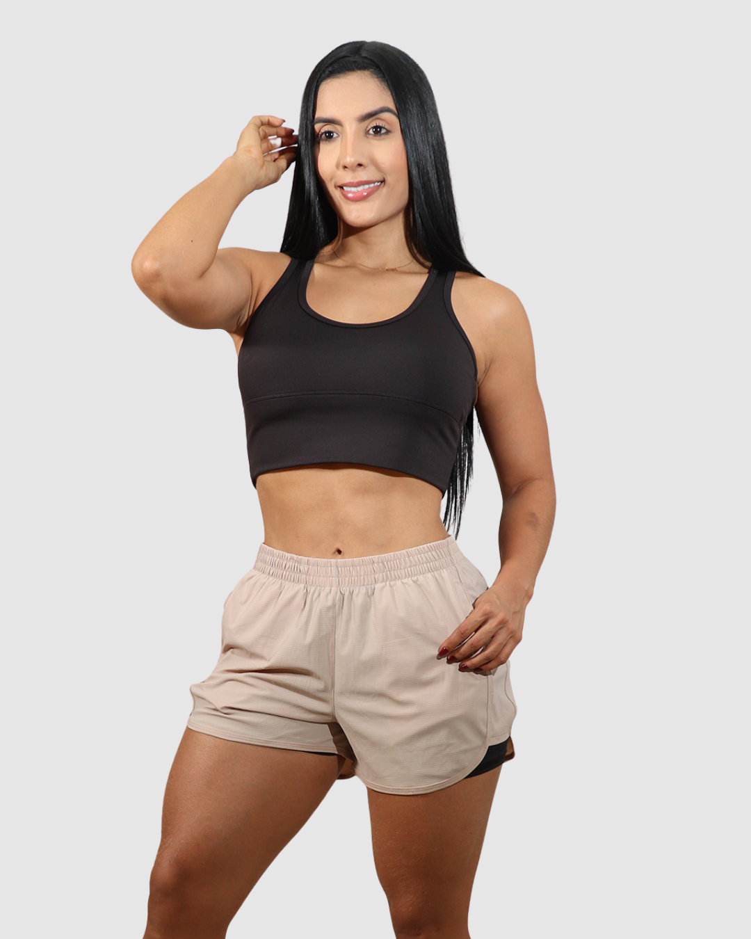 Pantaloneta Doble Short Running Bolsillos Licrada