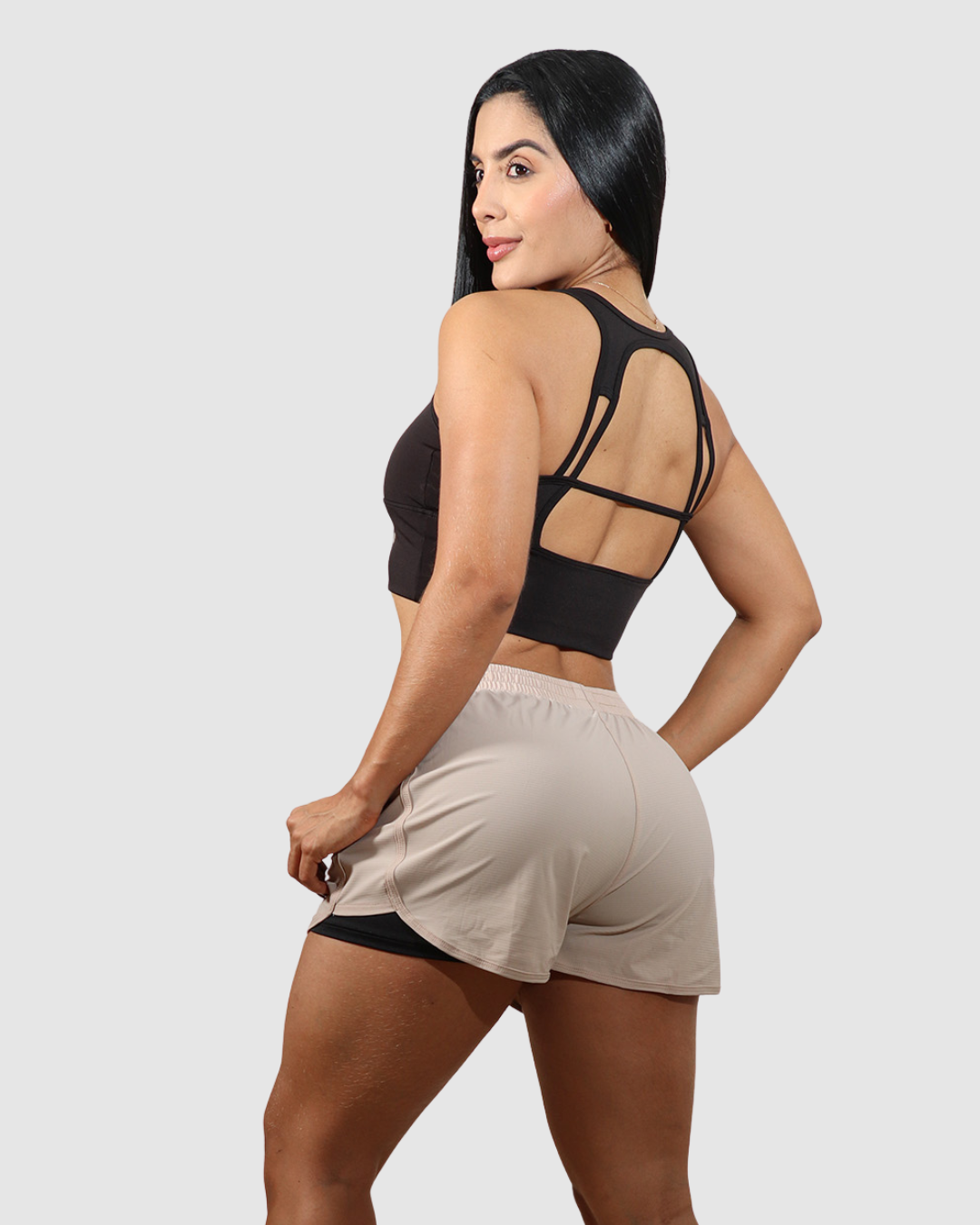 Pantaloneta Doble Short Running Bolsillos Licrada