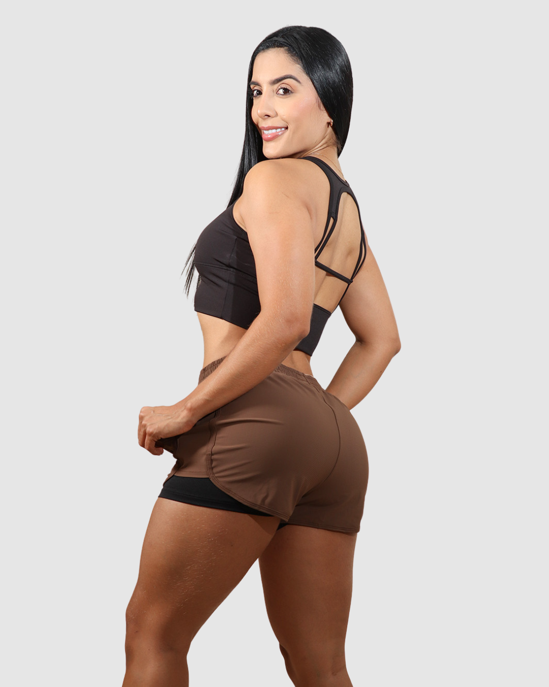 Pantaloneta Doble Short Running Bolsillos Licrada