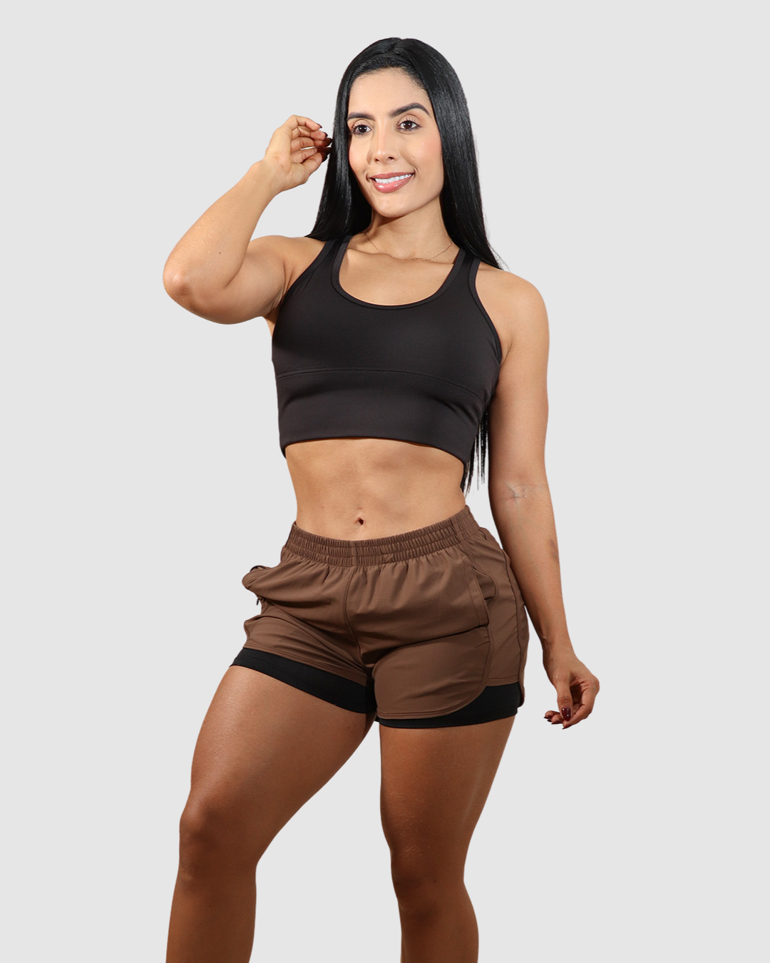 Pantaloneta Doble Short Running Bolsillos Licrada