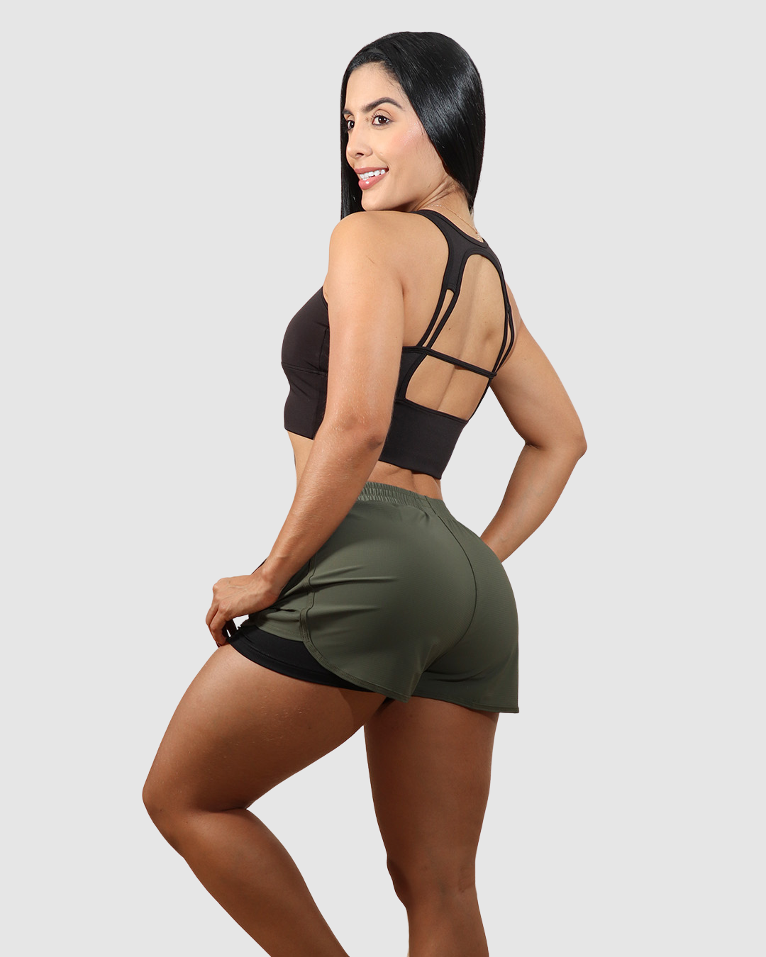 Pantaloneta Doble Short Running Bolsillos Licrada