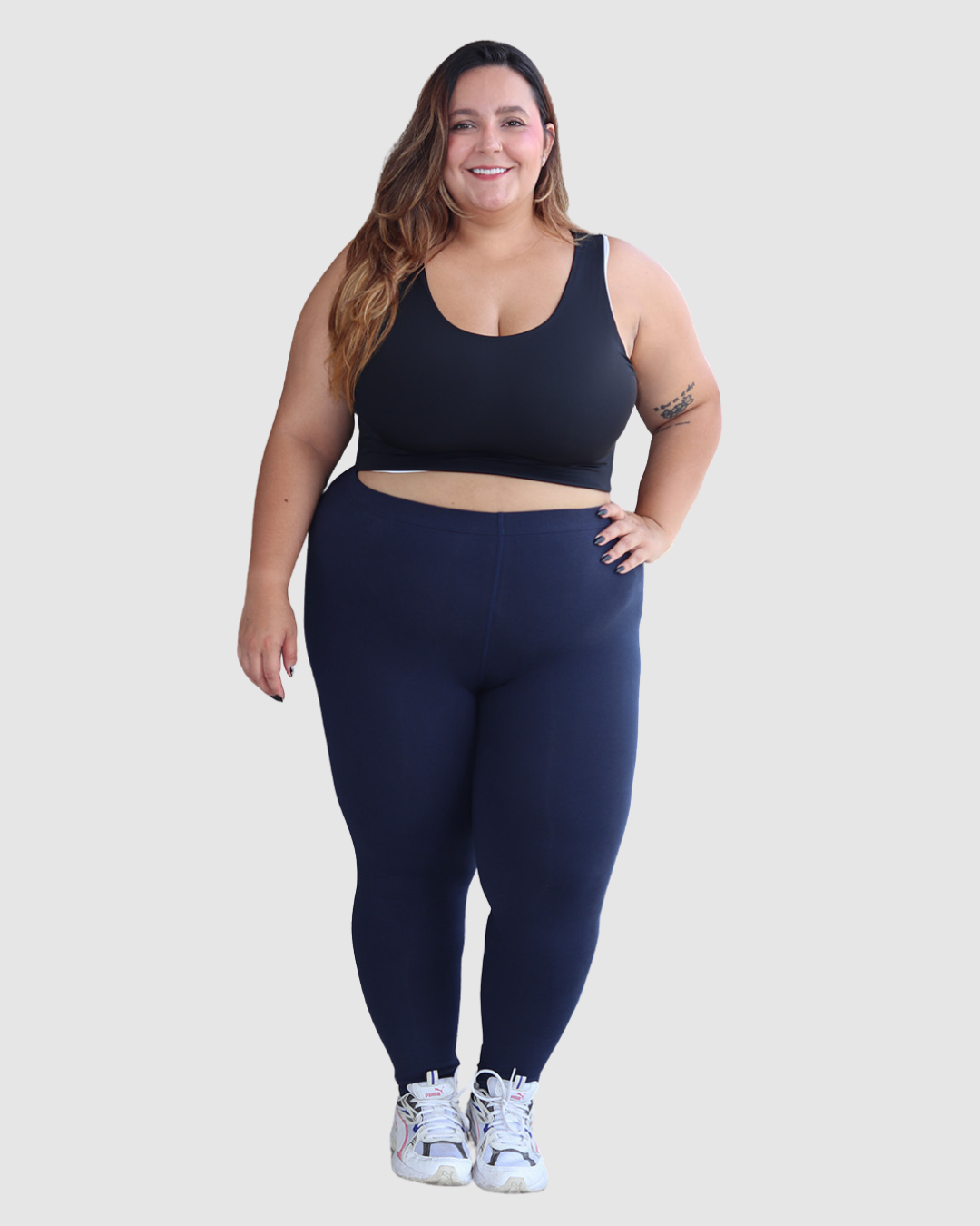 Leggins Unicolor en Tela Algodón Pretina Resorte Mujer