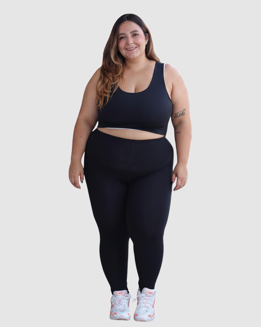 Leggins Unicolor en Tela Algodón Pretina Resorte Mujer