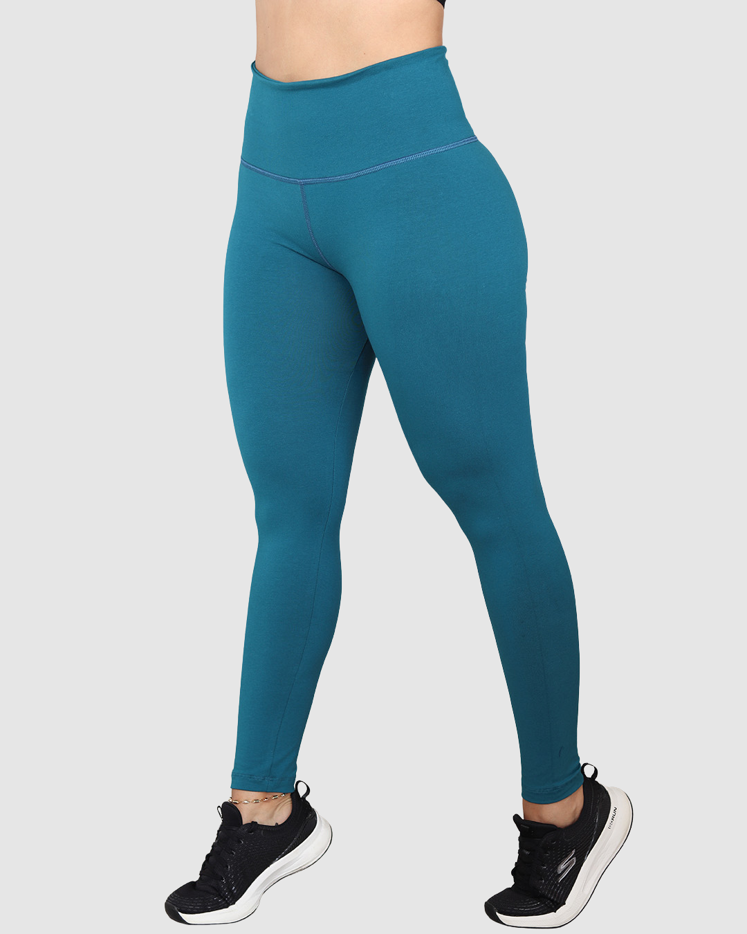 Leggins Unicolor en Tela Algodón Pretina Alta Mujer