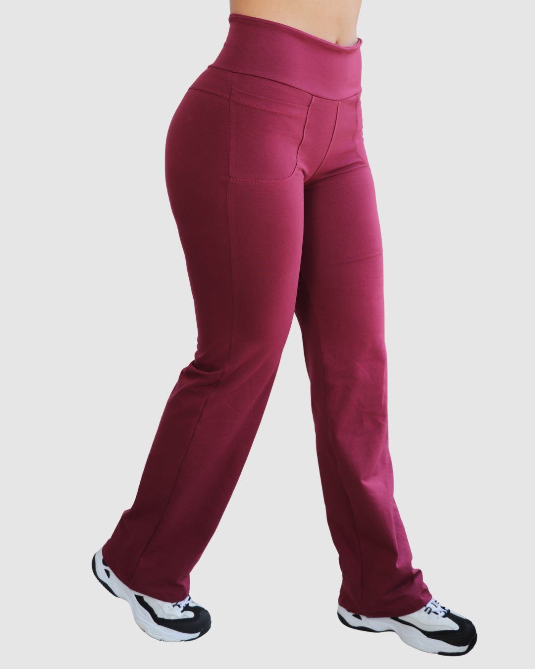 Leggins Bota Recta con Bolsillos Delanteros en Tela Algodón