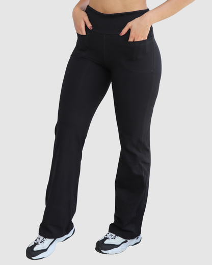 Leggins Bota Recta con Bolsillos Delanteros en Tela Algodón
