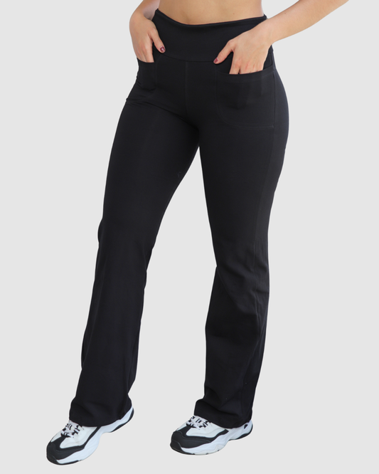 Leggins Bota Recta con Bolsillos Delanteros en Tela Algodón