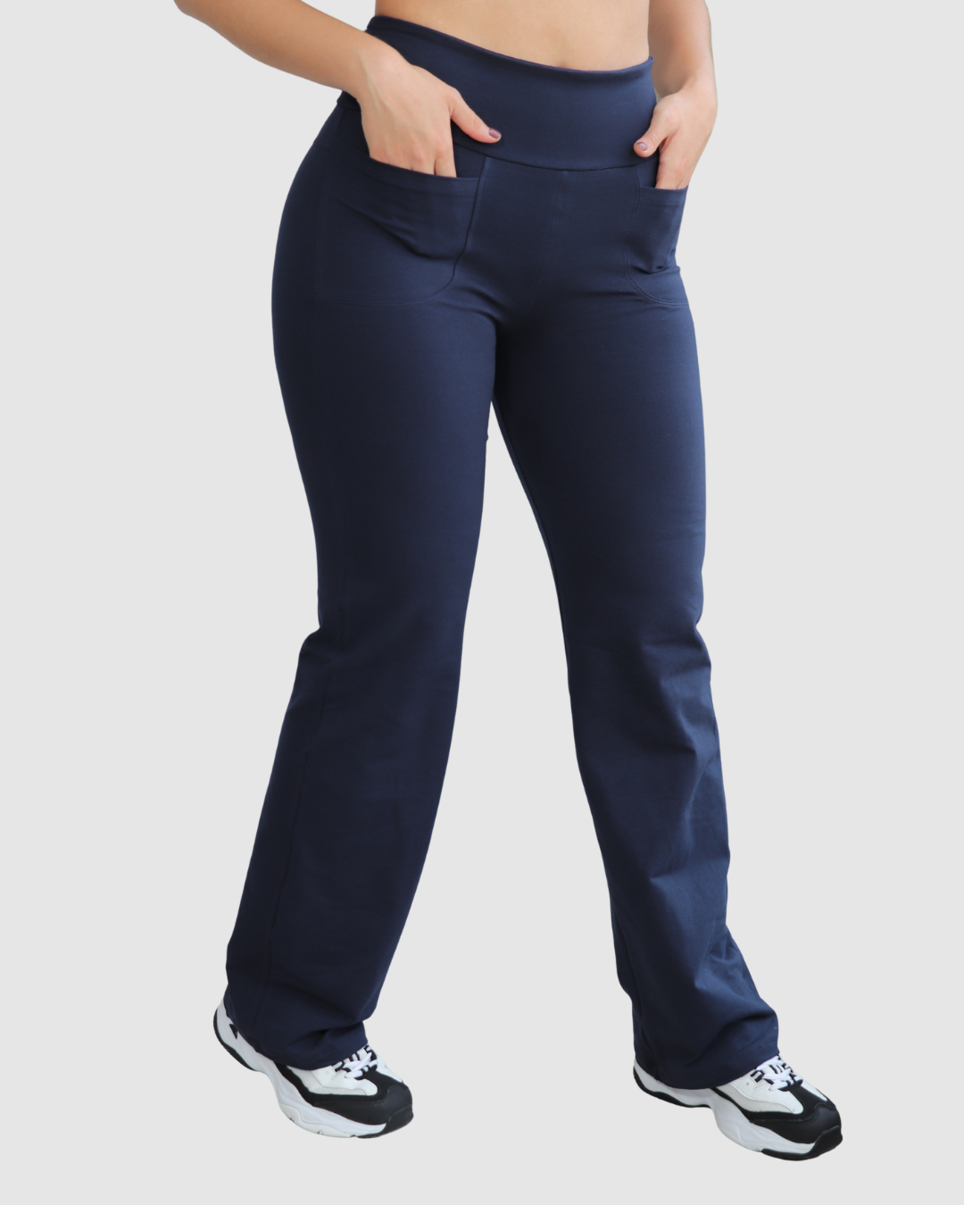 Leggins Bota Recta con Bolsillos Delanteros en Tela Algodón