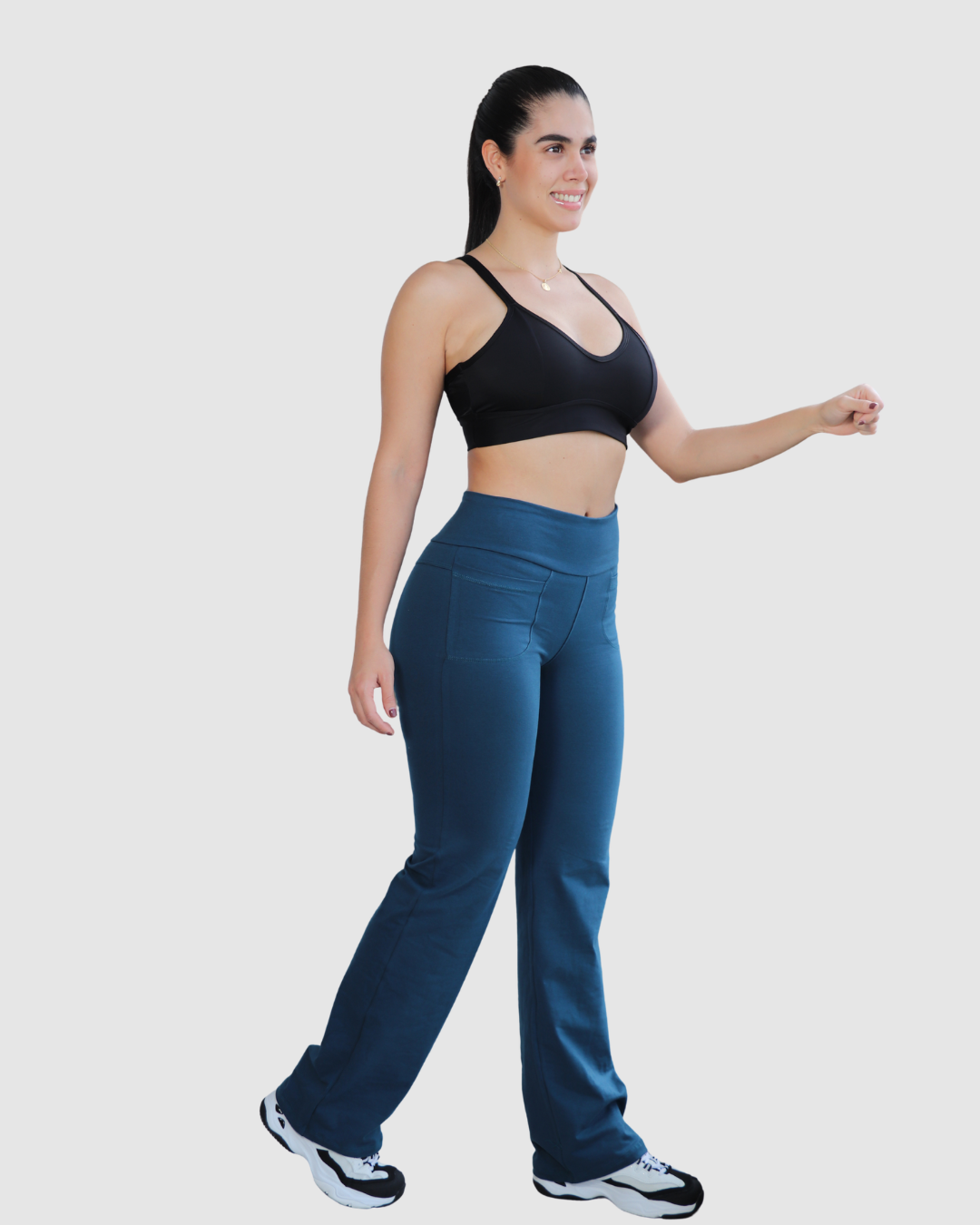 Leggins Bota Recta con Bolsillos Delanteros en Tela Algodón