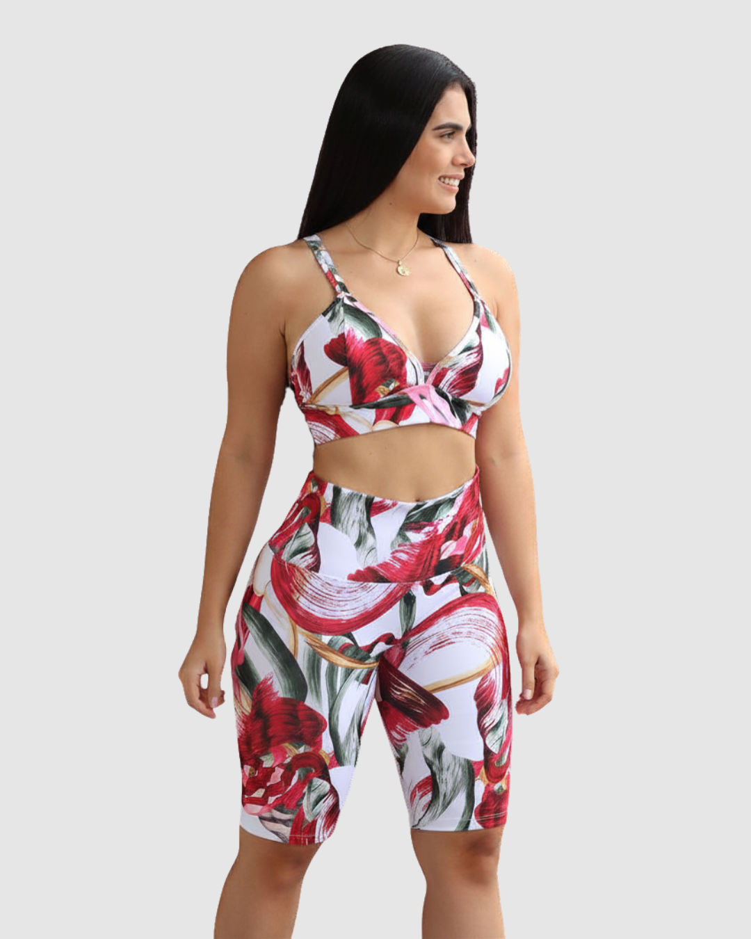 Conjunto Byker Estampado Supplex, Tiro Alto