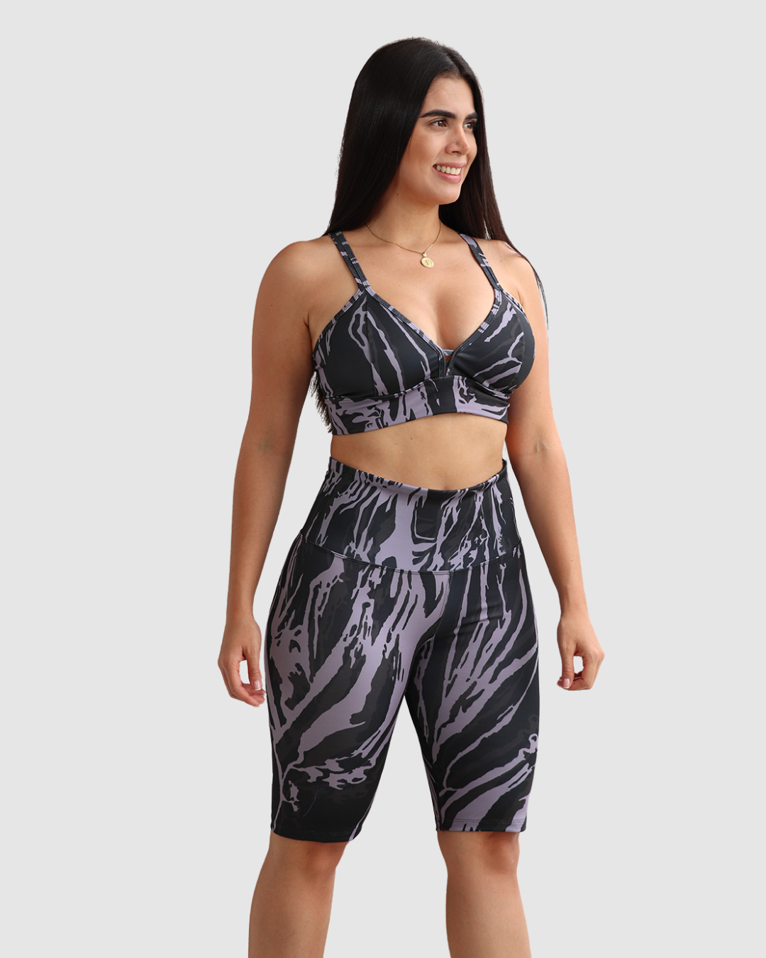 Conjunto Byker Estampado Supplex, Tiro Alto