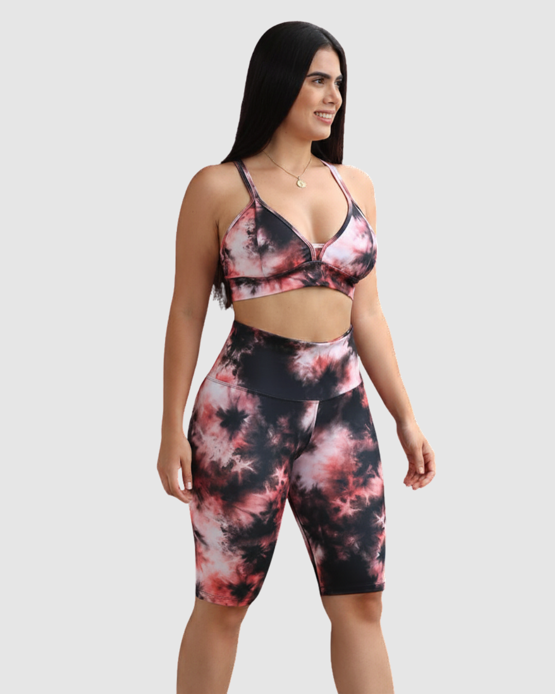 Conjunto Byker Estampado Supplex, Tiro Alto