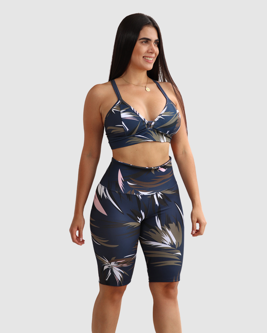 Conjunto Byker Estampado Supplex, Tiro Alto