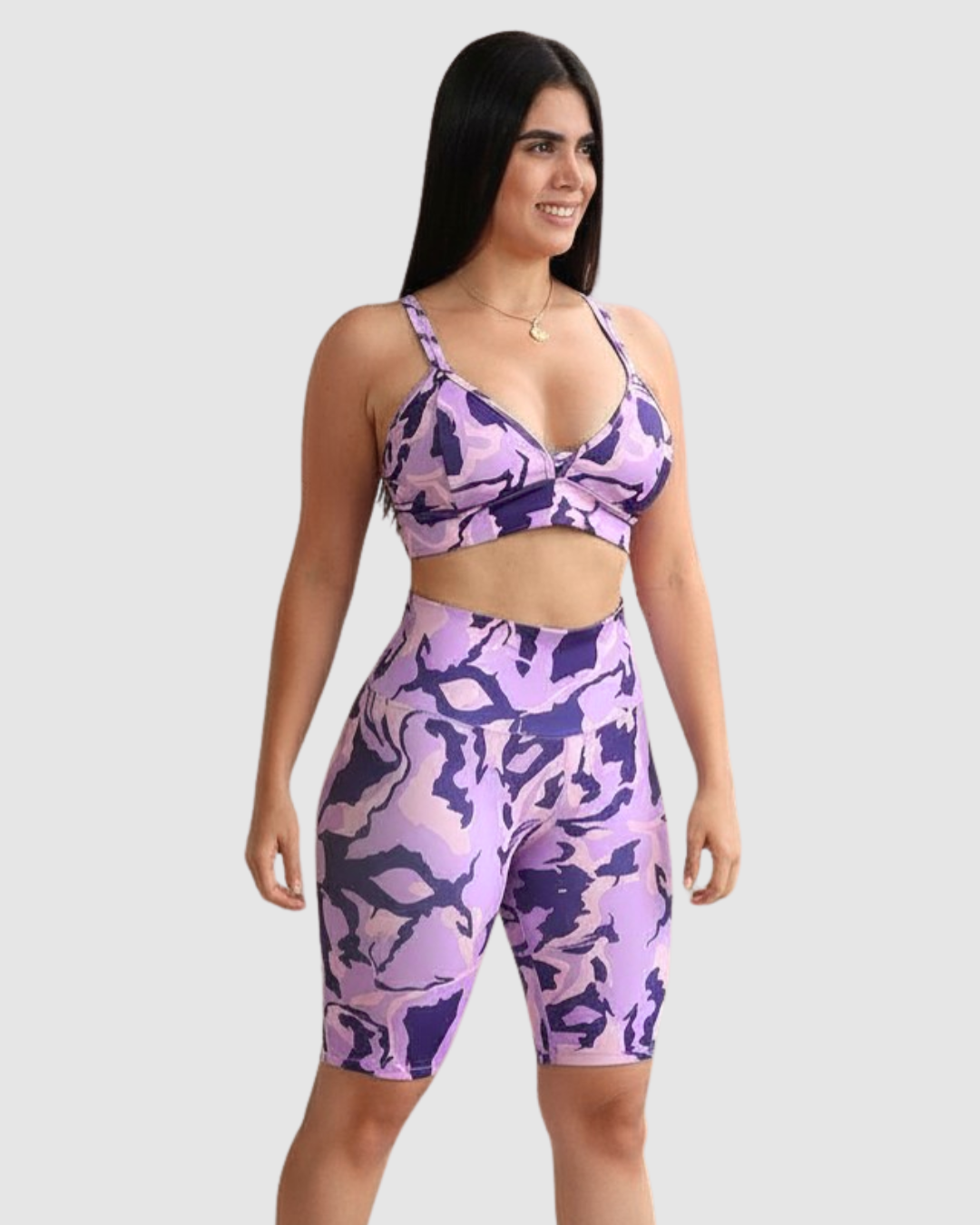 Conjunto Byker Estampado Supplex, Tiro Alto