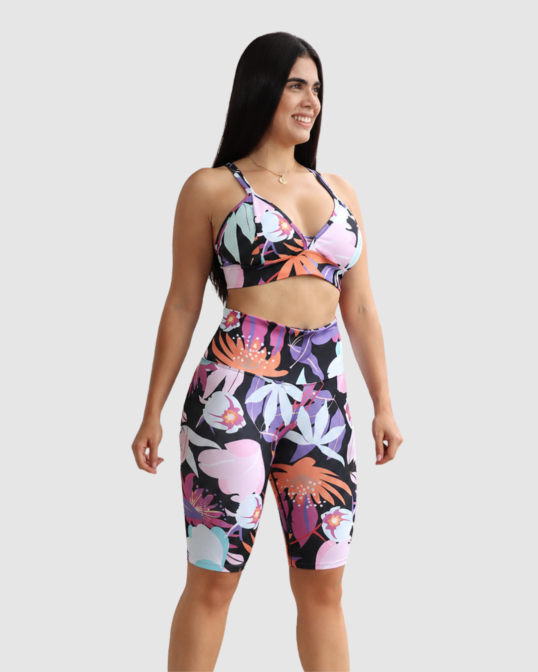 Conjunto Byker Estampado Supplex, Tiro Alto
