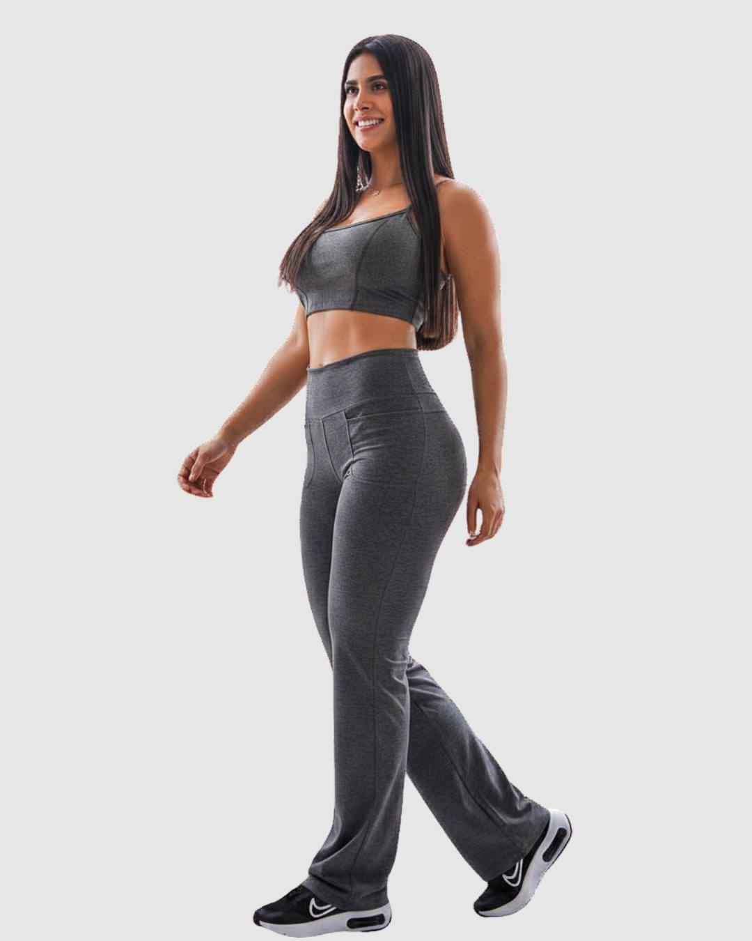 Leggins Bota Recta con Bolsillos Delanteros en Tela Algodón
