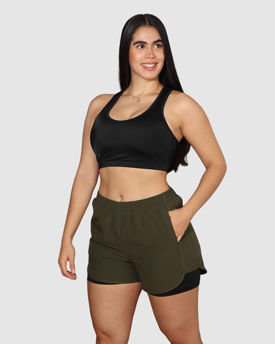 Pantaloneta Doble Short Running Semi Impermeable