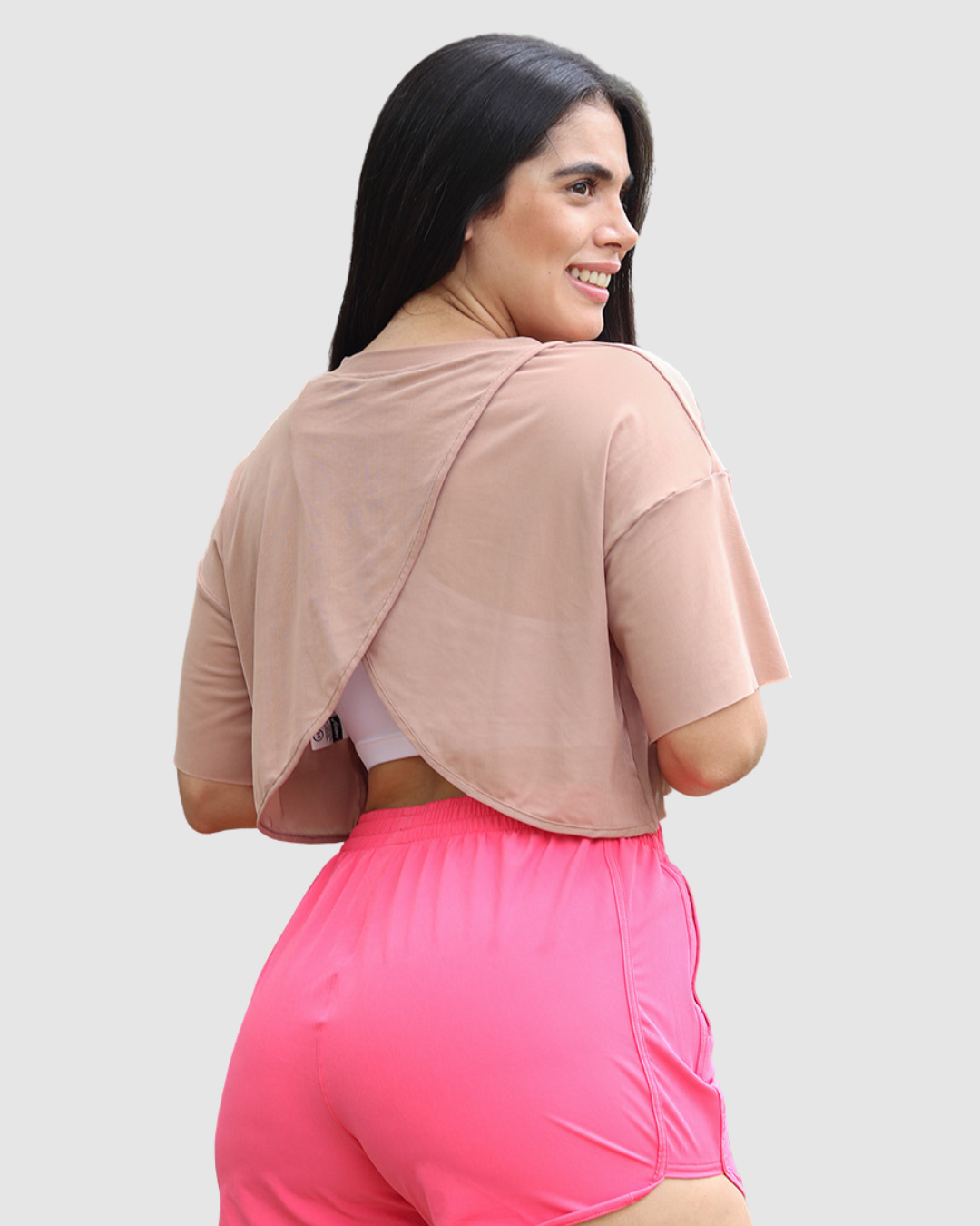 Blusa Deportiva Corta en Velo con Espalda Corte Mariposa
