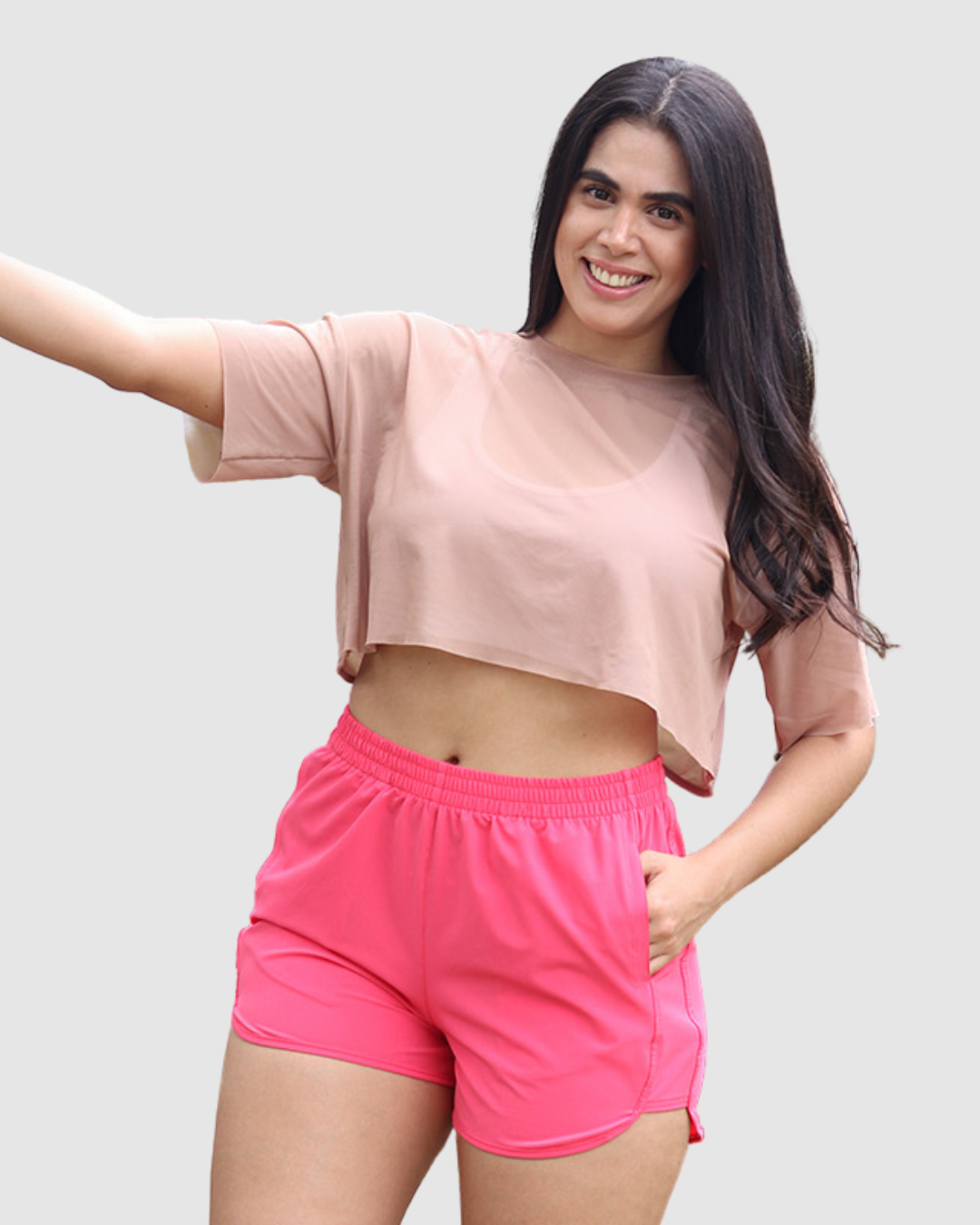 Blusa Deportiva Corta en Velo con Espalda Corte Mariposa
