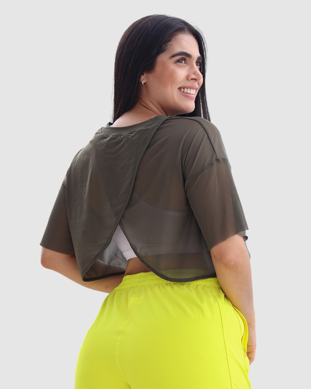Blusa Deportiva Corta en Velo con Espalda Corte Mariposa