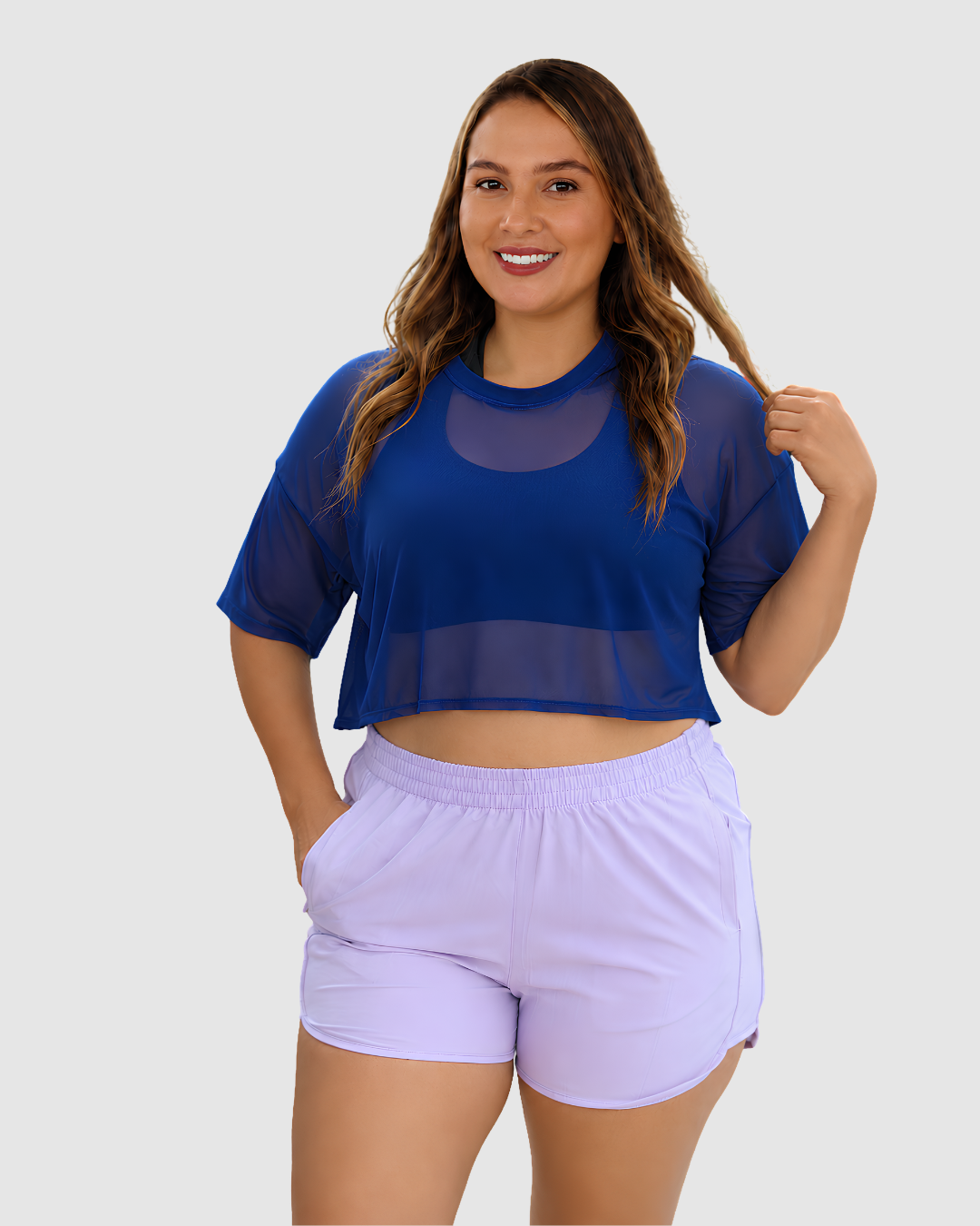 Blusa Deportiva Corta en Velo con Espalda Corte Mariposa