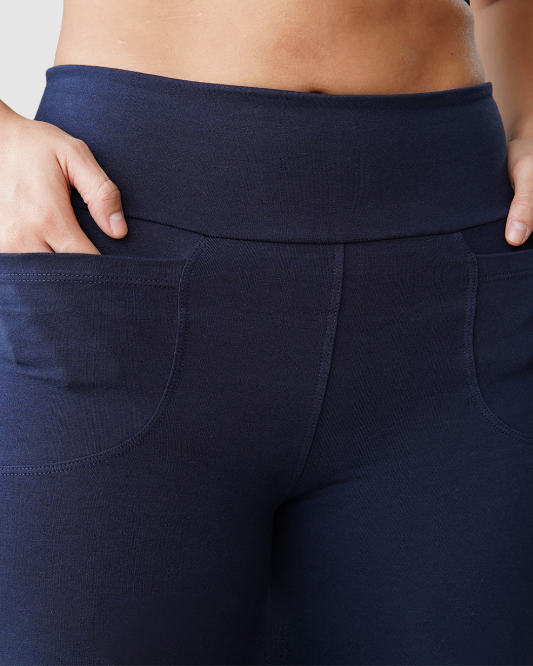 Leggins Bota Recta con Bolsillos Delanteros en Tela Algodón