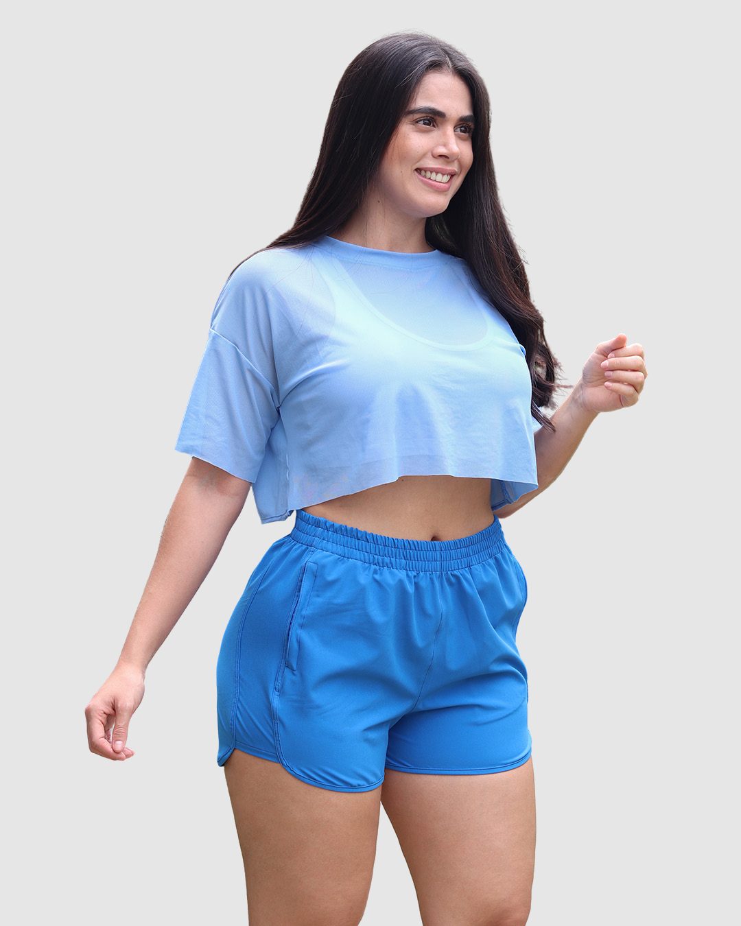 Blusa Deportiva Corta en Velo con Espalda Corte Mariposa