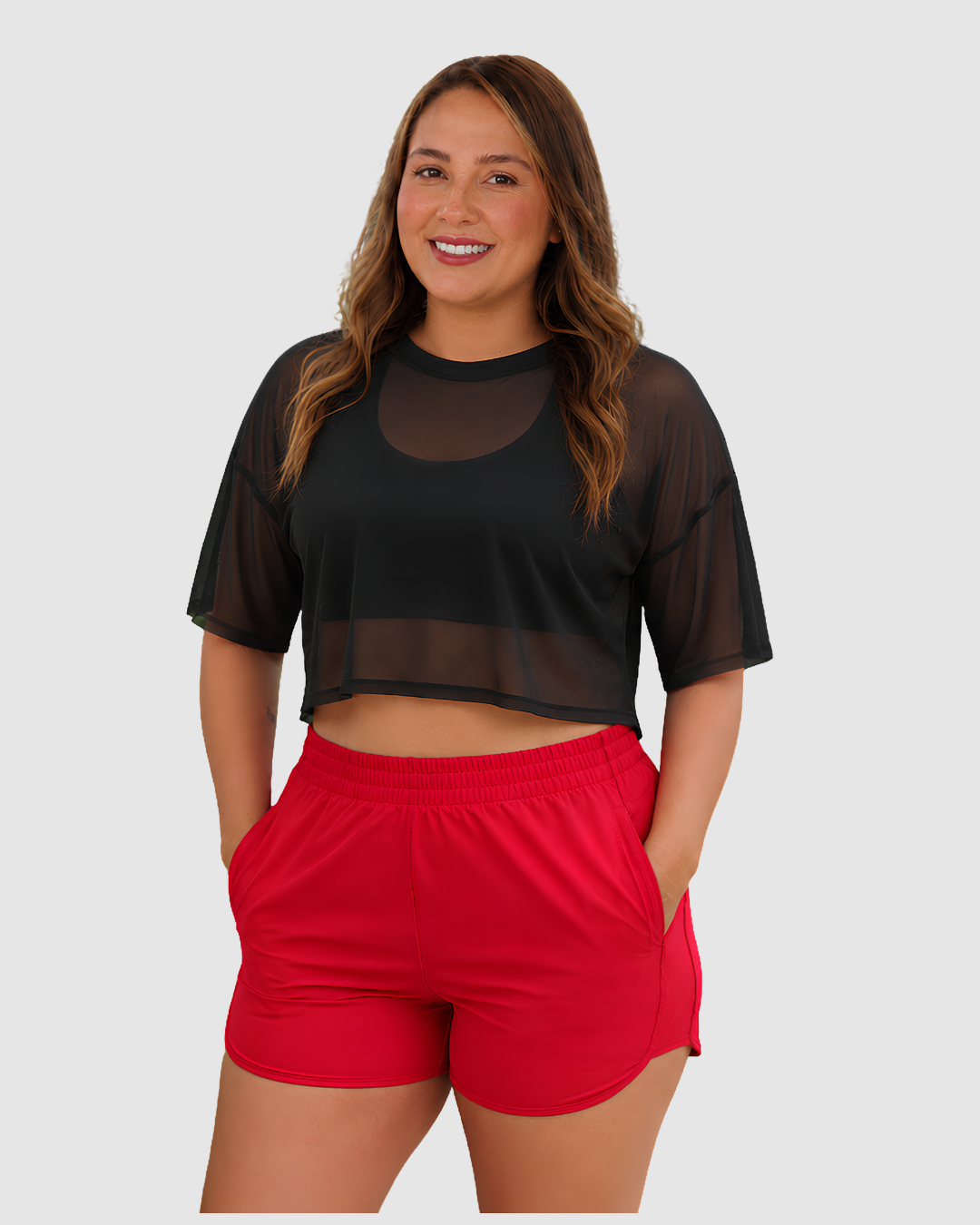 Blusa Deportiva Corta en Velo con Espalda Corte Mariposa