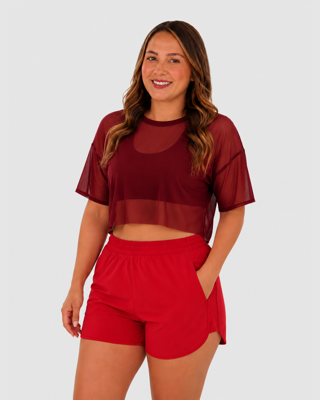 Blusa Deportiva Corta en Velo con Espalda Corte Mariposa