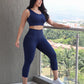 Conjunto Leggins 3/4 Nylon + Top embonado