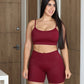 Short Unicolor Pretina Alta en Tela Nylon Mujer